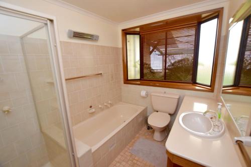 a bathroom with a tub and a toilet and a sink at Raspberry Terrace of Leura in Leura