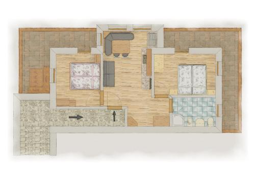 Půdorys ubytování Apartaments Galina