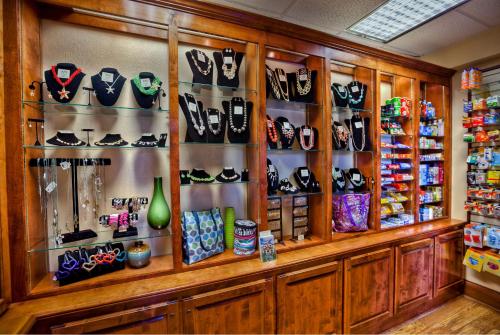 a shop with a bunch of shoes on shelves at Music Road Resort Hotel and Inn in Pigeon Forge