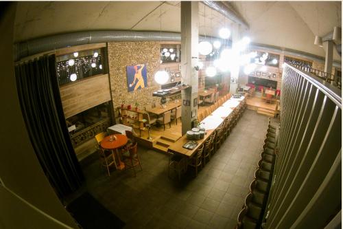 an overhead view of a restaurant with tables and chairs at White Lavina - Ski, Bike, Hike in Bansko