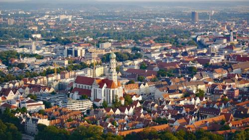 an aerial view of a city with buildings at Best Western Hotel Augusta in Augsburg