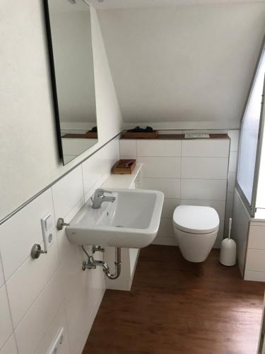 ein Badezimmer mit Waschbecken und Toilette in der Unterkunft Casa Christina in Orschweier