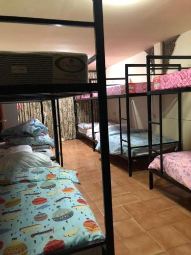 a room with three bunk beds in a room at Dikachaya Hostel in Chaweng