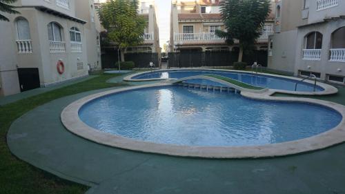 托雷維耶哈的住宿－Studio Calle María Gil Vallejos 32，庭院中间的大型游泳池