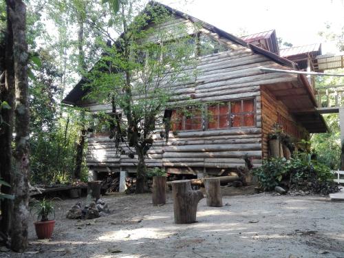 a log cabin in the middle of a forest at Paraiso Verde in Chijoú