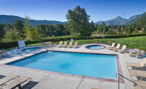 Výhled na bazén z ubytování WorldMark Leavenworth nebo okolí