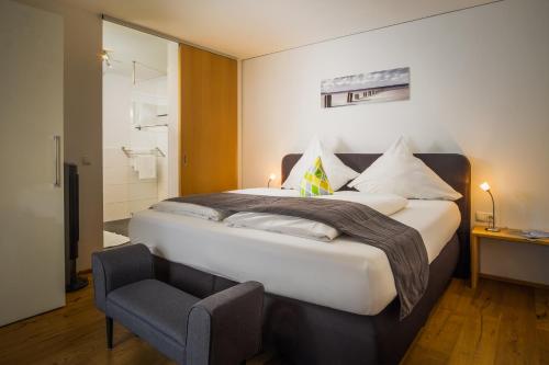 מיטה או מיטות בחדר ב-Ferienhaus Sandra