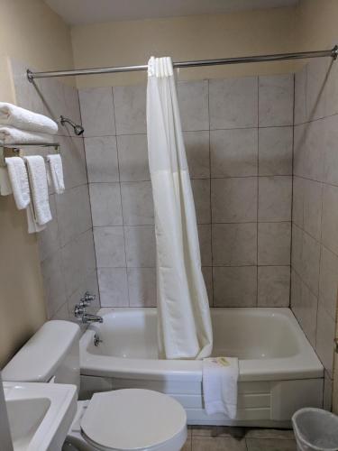 a bathroom with a tub and a toilet and a sink at Benton Inn in Benton