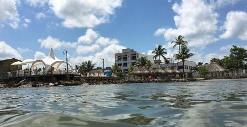 a view of a beach from the water at Hotel La Fragata in Coveñas