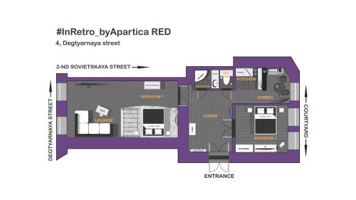 a floor plan of a unit of a building at InretroRed_byApartica in Saint Petersburg
