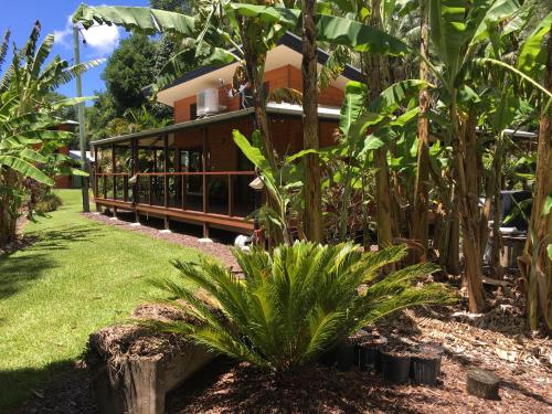 a house in the middle of a garden with plants at Kin Kin Cottage Retreat in Kin Kin