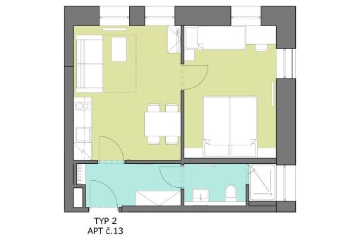 a plan of a house with a swimming pool at Pension Janský Potok II. in Janske Lazne
