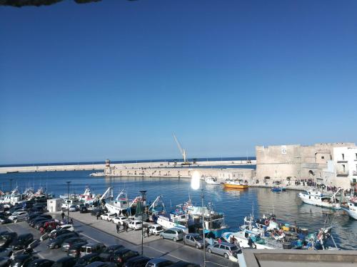 a group of boats parked in a harbor at IsolaAzzurra in Monopoli