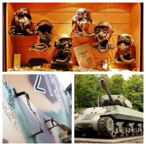 a collage of pictures of a tank and a statue at Cosy Authentic Farmhouse - LaComte5 in Vielsalm