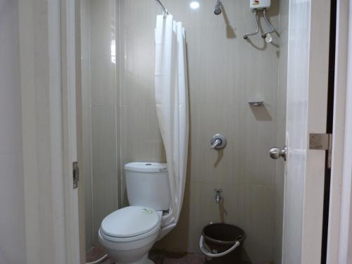 La petite salle de bains est pourvue d'une douche et de toilettes. dans l'établissement Giorgio's Place, à Polomolok