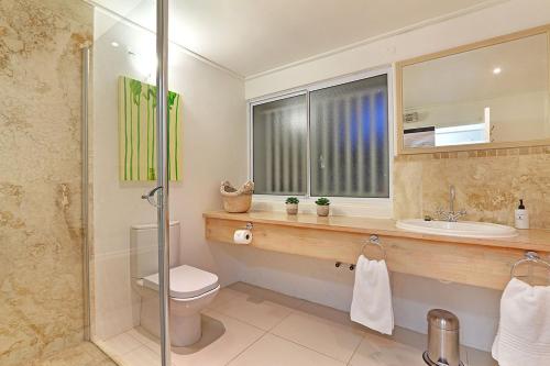 Msangasanga Villa في كيب تاون: حمام مزود بمرحاض ومغسلة ومرآة