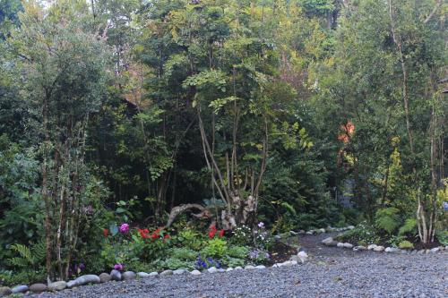 a garden with a bunch of flowers and trees at DreamWoods in Puerto Varas