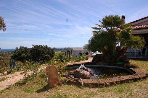 a small pond in front of a house at Villa delle torri in Pula