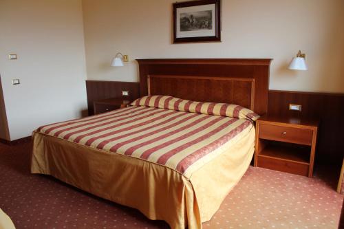 a hotel room with a bed and two night stands at Hotel La Dolce Vita in Cavaion Veronese