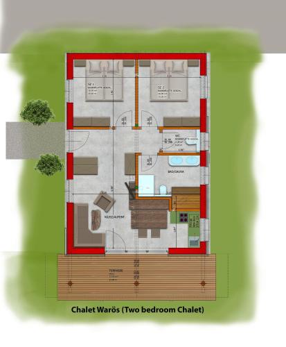 a drawing of a floor plan of a house at Dobringers Chalet-Dorf Warös in Hermagor