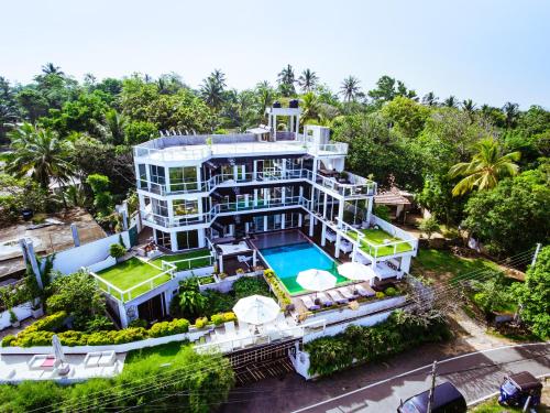 an aerial view of a house with a swimming pool at Levels Unawatuna in Unawatuna