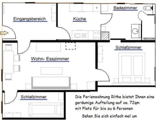 Půdorys ubytování Ferienwohnung Ritha