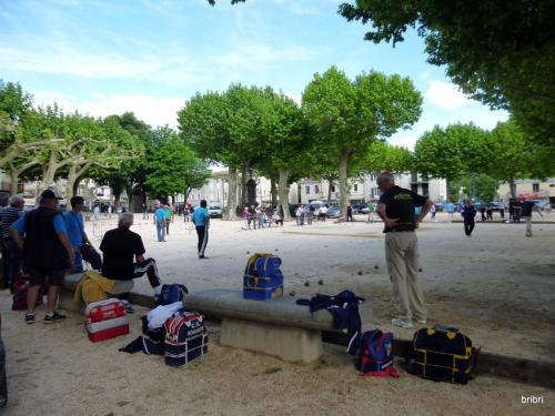a group of people with backpacks in a park at Les maisonnettes de bonneval in Jaujac