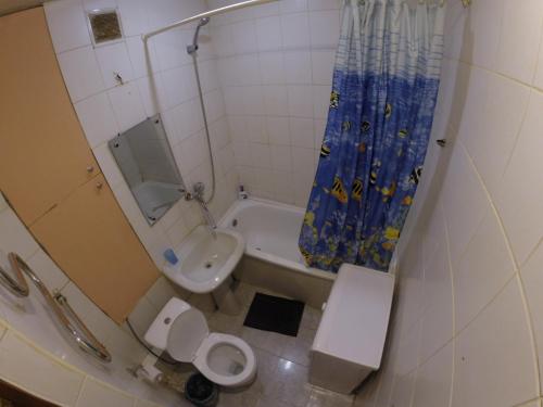 ペルミにあるApartments on Krasnova 25のバスルーム(トイレ、洗面台、バスタブ付)