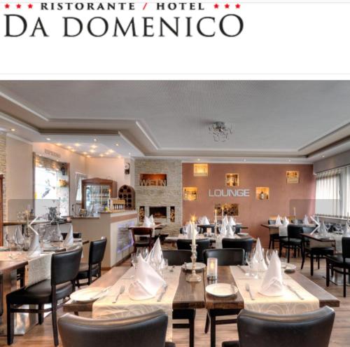 un restaurante con mesas y sillas y un cartel que diga dana dominica en Da Domenico Am Hagelkreuz, en Hilden