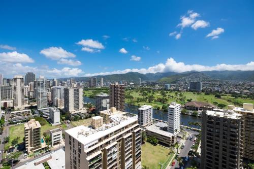 an aerial view of a city with buildings at Hawaiian Sun Holidays in Honolulu