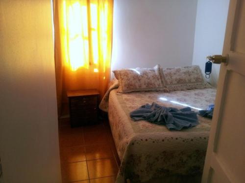 a bedroom with a bed and a window at Hostal Las Kañas in San Pedro de Atacama