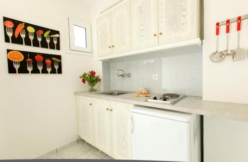 Virtuvė arba virtuvėlė apgyvendinimo įstaigoje Ostria