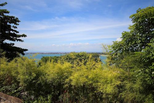 a view of a body of water through some trees at Del Cielo Villa Jimbaran in Jimbaran