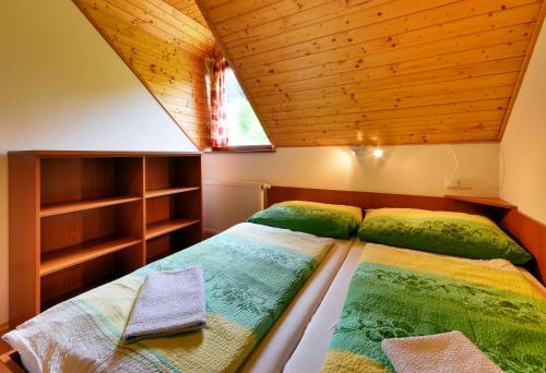 ドルニー・モラヴァにあるApartmány Novákoviの小さな部屋のベッド2台付きのベッドルーム1室
