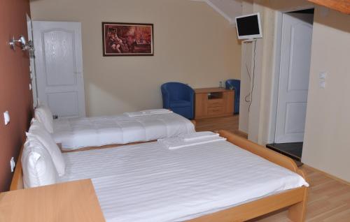 a hospital room with two beds and a table at Kompleks Fontana in Vladičin Han