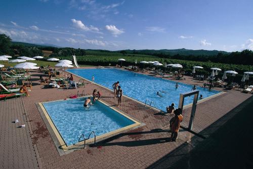 a swimming pool with people playing in it at Tenuta Casabianca in Murlo