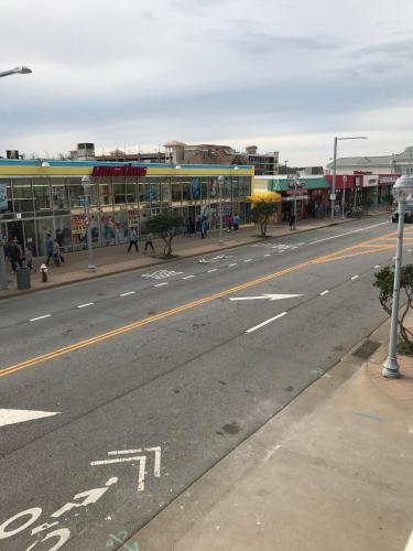 an empty street in front of a building at Ocean's 24 in Virginia Beach