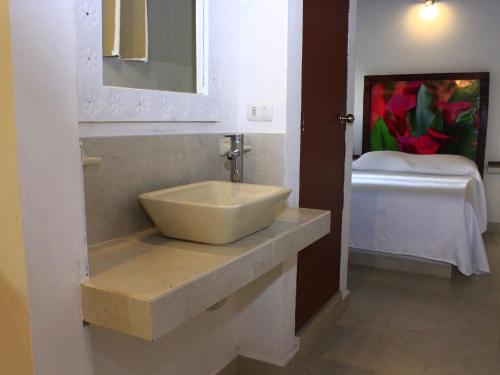 Koupelna v ubytování Hotel Atzalan