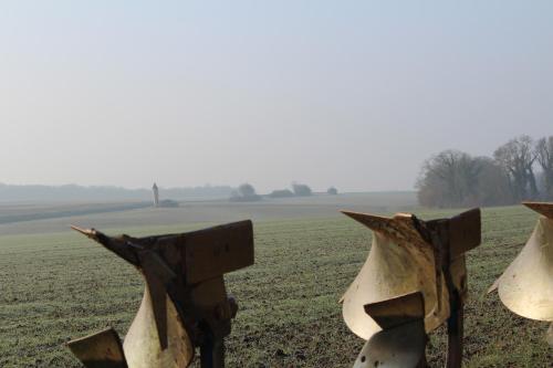 a group of pieces of wood in a field at La chaumière du Tordoir in Les Rues-des-Vignes