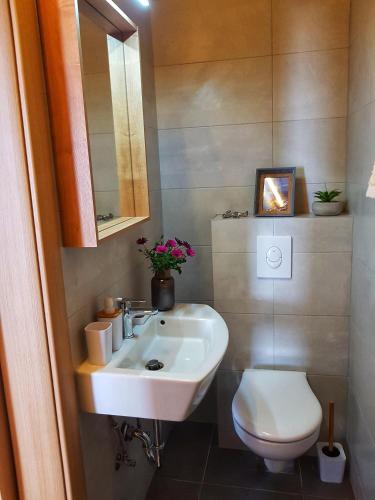 a bathroom with a sink and a toilet at SoLeo in Dubrovnik