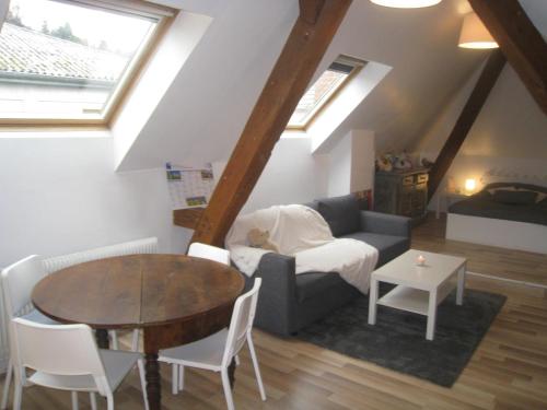 a living room with a couch and a table at Appartement et gîte Chez l'Habitant in Guebwiller