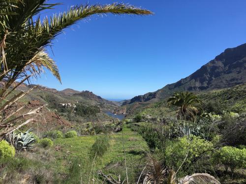 a view of the mountains from the trail at Bohemian Hideaway Finca - 2 unique houses with shared pool in Santa Lucía