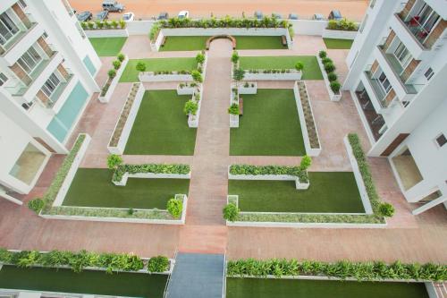 an aerial view of a courtyard in a building at Accra Luxury Apartments at The Gallery in Accra