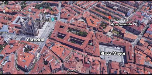 a map of a city with buildings and streets at Apartamento Caño Badillo - Plaza Mayor - leonapartamentos in León