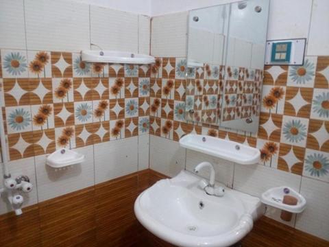 a bathroom with a sink and a mirror at Hotel Mehran Multan in Multan