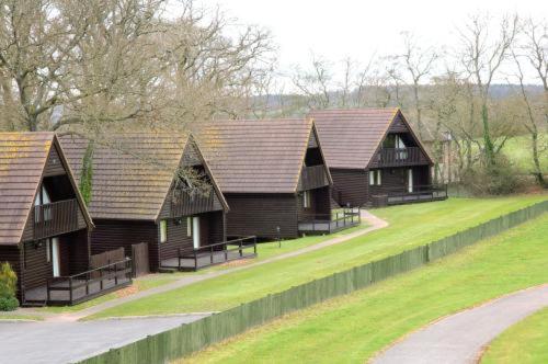 a group of homes with roofs on a field at Woodbury Park Hotel & Spa in Exeter