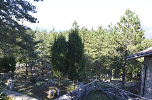a garden with trees and a wooden fence at POGGIO ECO B&B in Ascoli Piceno