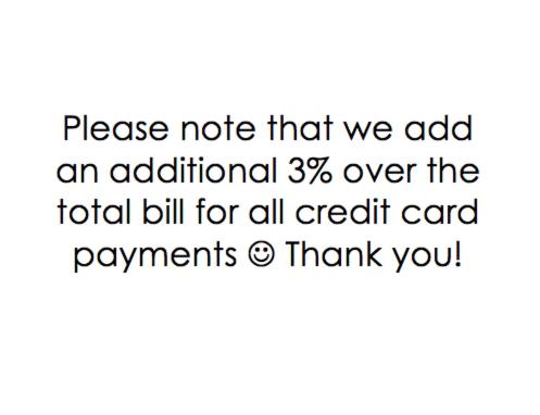 a text that says please note that we add an additional over the total at Ravenala Beach Bungalows in Moalboal