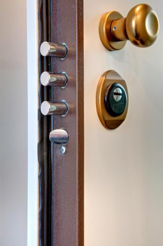 a wooden door with a brass door knob at Luxury Studio Yasmine in Mostar