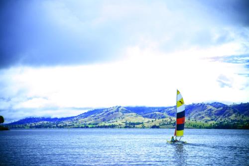a sail boat in a large body of water at Mercure Albury in Albury